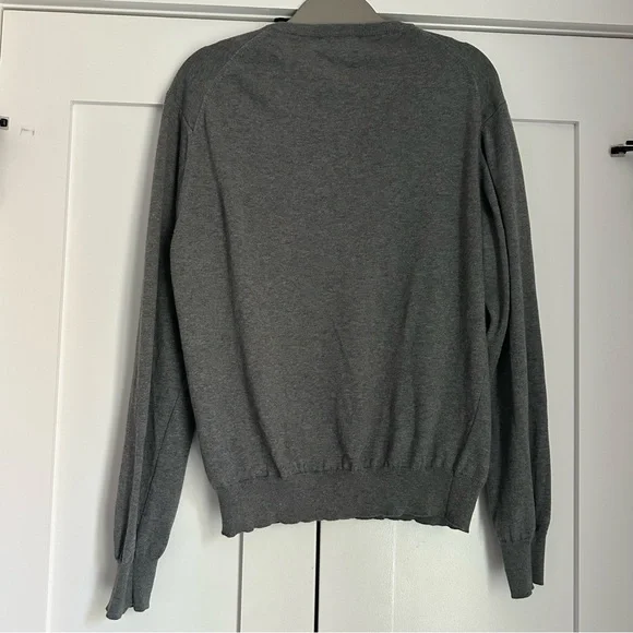 Hackett Grey V-Neck Sweater, 100% cotton, Large